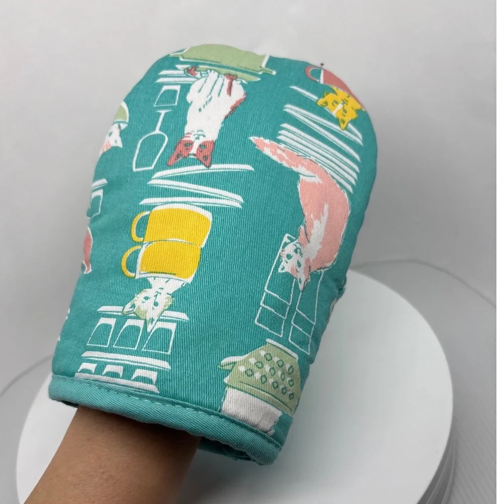Everyday Living Grabber Mitt Cats‎ Kitchen Oven Pot Holder Silicone Grip Teal